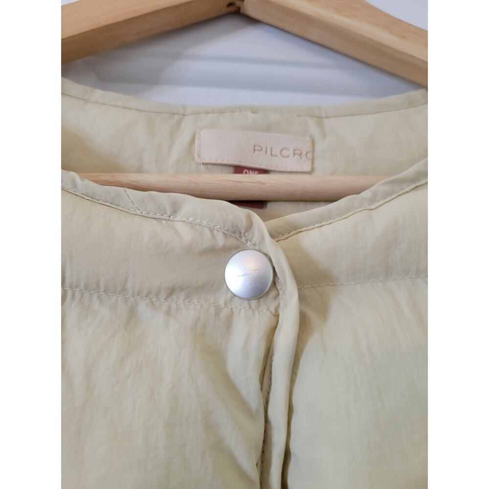 Anthropologie Pilcro Short Sleeve Puffer Beige Boho Vest Sz One Size - Picture 7 of 12